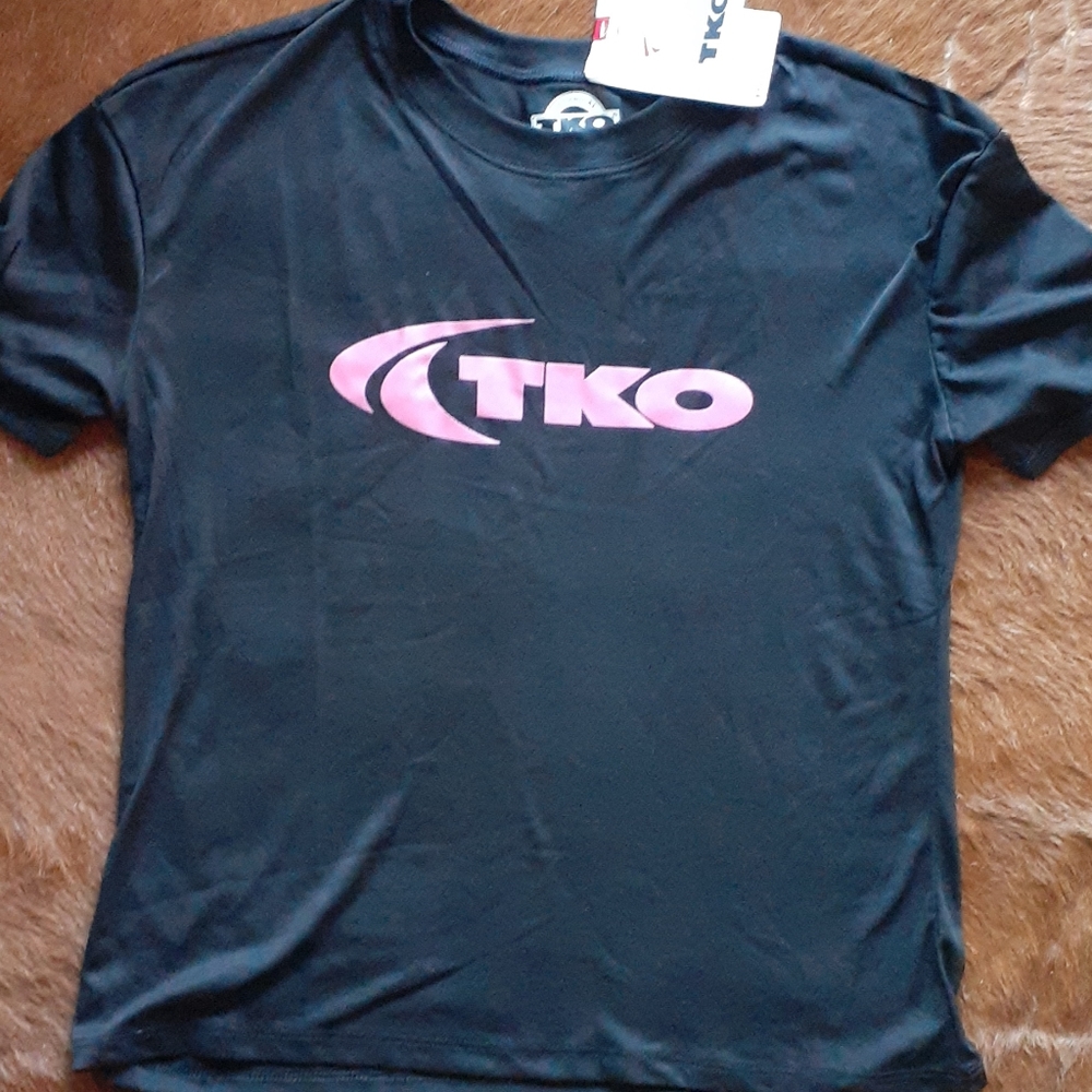 NWT TKO Black Breathable Tee with Hot Pink Letter